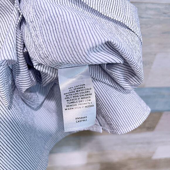 1901 Slim Fit Short Sleeve Seersucker Shirt White Black Stripe Mens XXXLT 3XLT - Picture 6 of 6